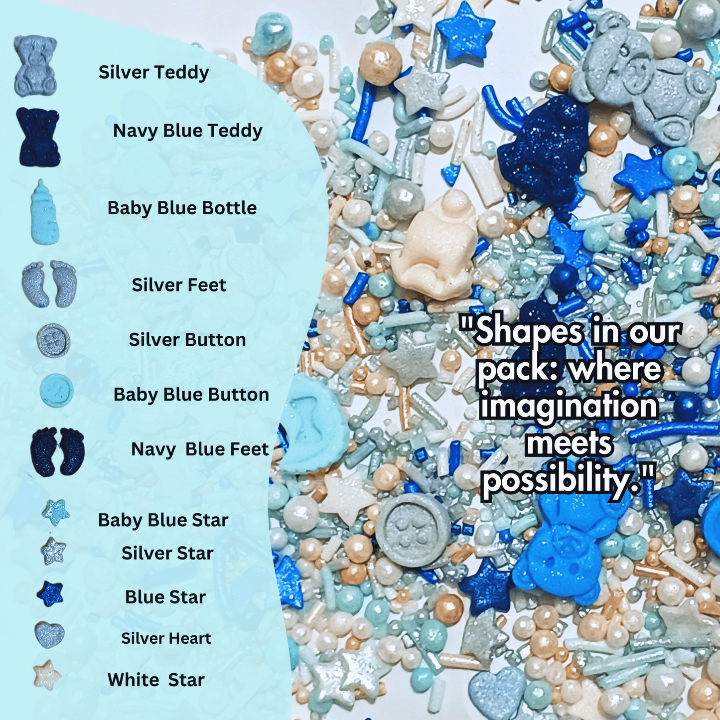 Confect Boys Baby Shower Sprinkles | Gender Reveal Sprinkles | Birthday Sprinkles Pack Of 5 (BABY SHOWER -29)