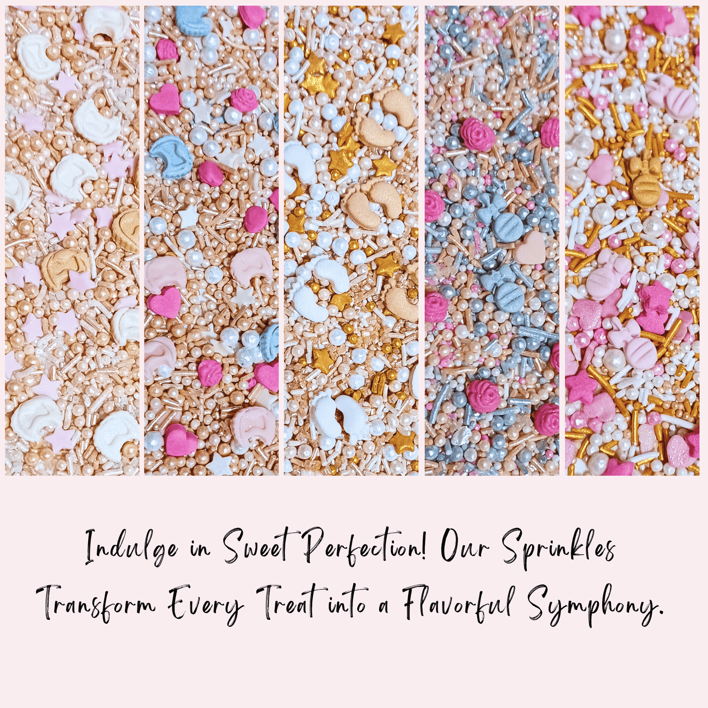 Confect Girls Baby Shower Sprinkles | Mix Heart, Teddy, Baby Feed Bottle & Baby Feet Sprinkles Pack of 5 (BABY SHOWER -19)