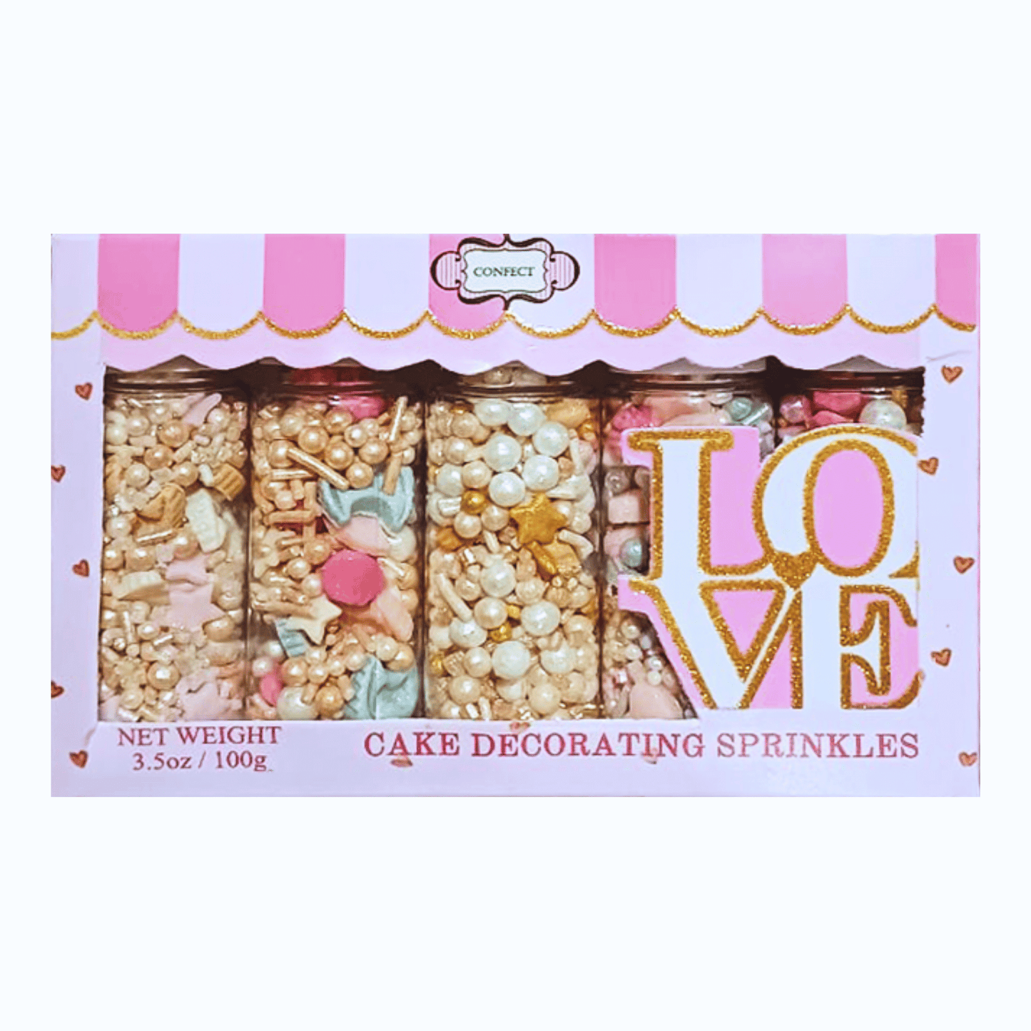 Confect Girls Baby Shower Sprinkles | Mix Heart, Teddy, Baby Feed Bottle & Baby Feet Sprinkles Pack of 5 (BABY SHOWER -19)
