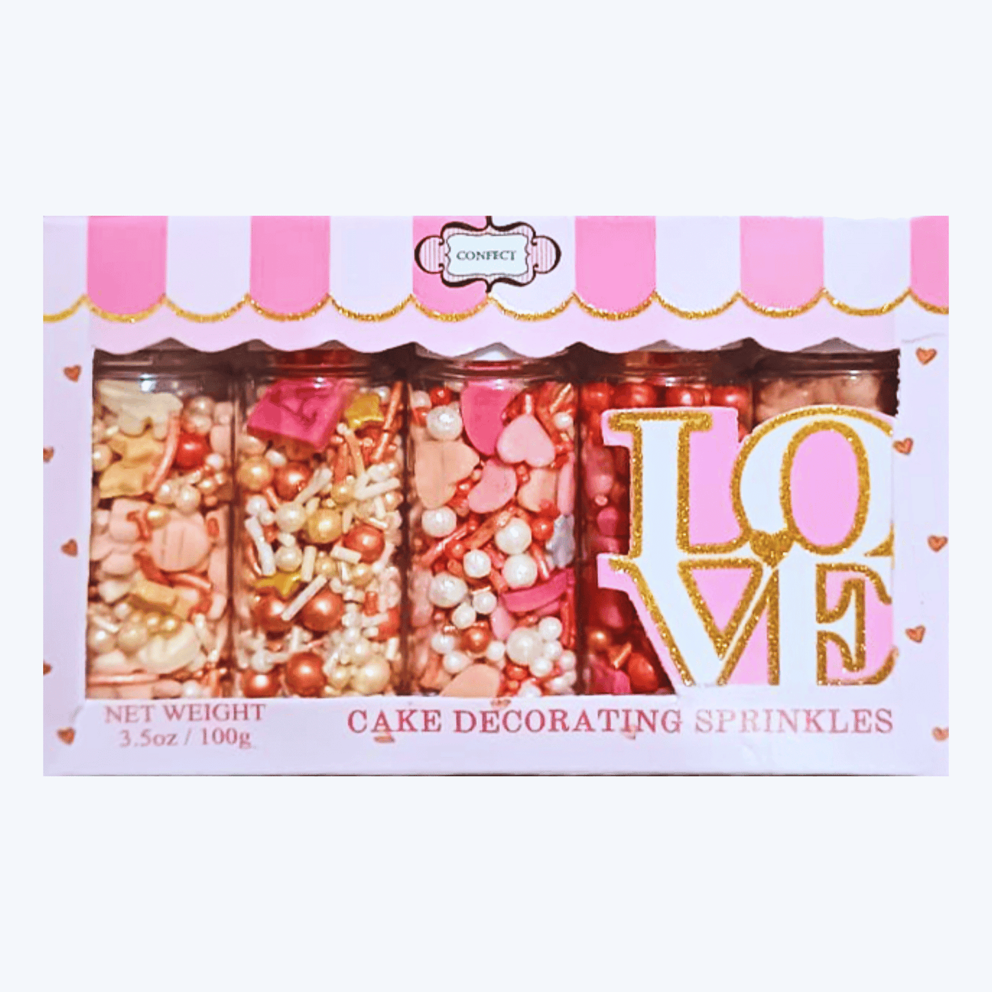 Confect Girls Baby Shower Sprinkles | Mix Silver, Gold & Blush pink Sprinkles Pack of 5 (BABY SHOWER -16)