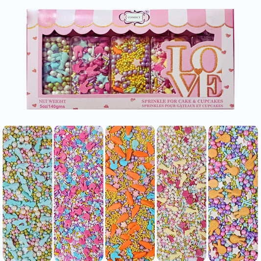 Confect Easter Sprinkles Edible |  Edible Sprinkles Mix for Baking & Cake Pack of 5 (EAST 11) - 100Gms