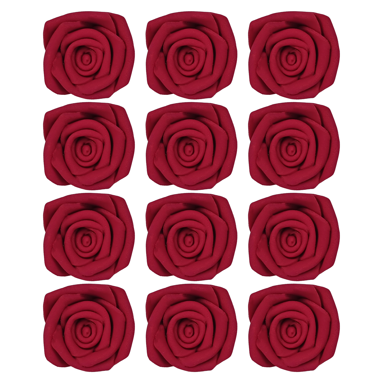 Confect Sugar Roses Topper | Sugar Roses for cake decorations | Edible Rich Deep Burgandy Rose - Pack of 12