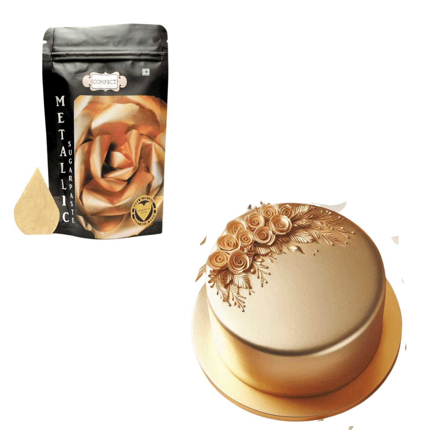 Champagne Gold | Edible Metallic Sugar Paste 900 Gm