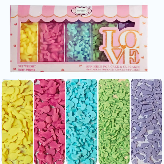 Confect Easter Sprinkles Edible | Edible Sprinkles Mix for Baking & Cake Decorative Pack of 5 (EAST 8) - 100Gms