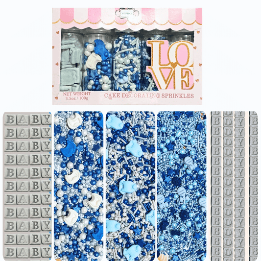 Confect Boys Baby Shower Sprinkles | Gender Reveal Sprinkles | Baby Blue Sprinkles for Cake & Cupcake Decorating Pack of 5 (BABY SHOWER -35)