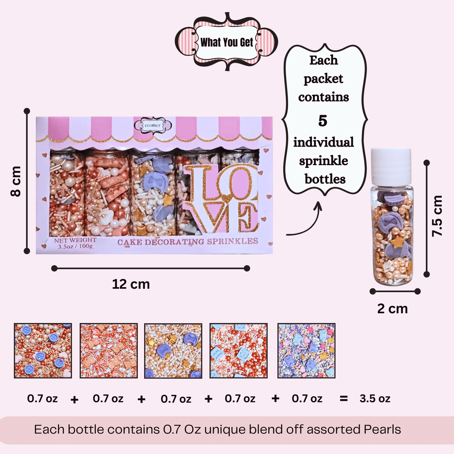 Confect Girls Baby Shower Sprinkles | Edible Sprinkles Pack of 5 (BABY SHOWER -20)