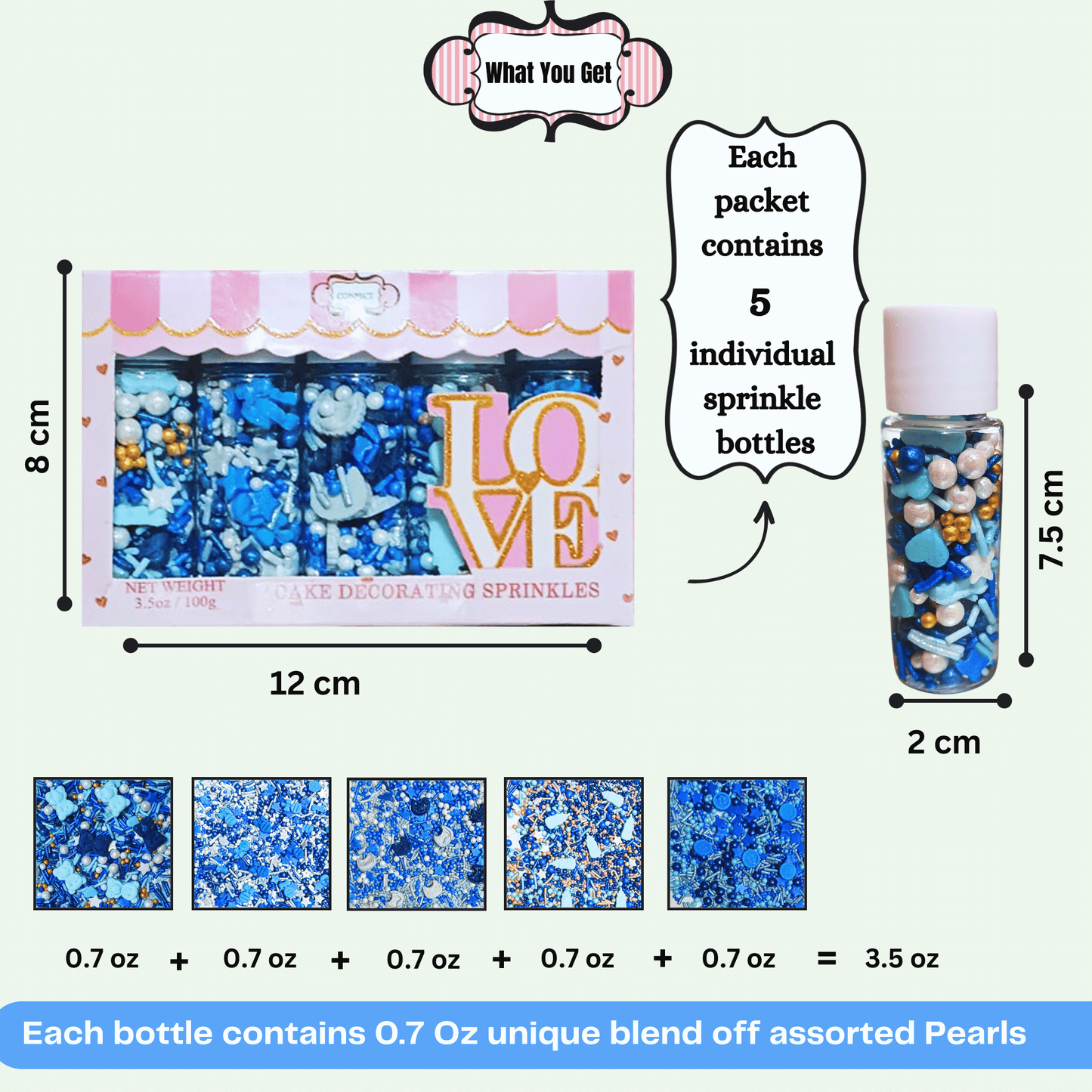 Confect Boys Baby Shower Sprinkles | Edible Sprinkles Assorted Pack Of 5 (BABY SHOWER -30)