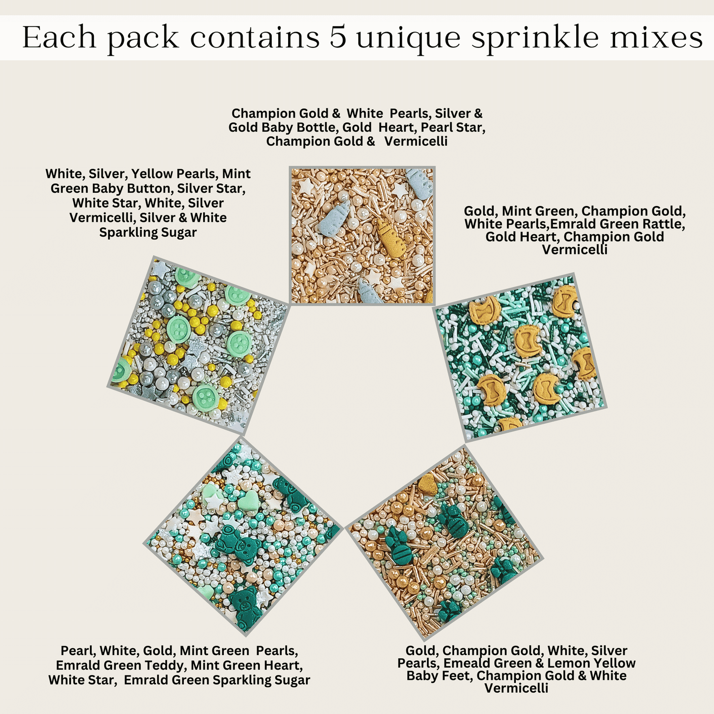 Confect Baby Shower Sprinkles | Birthday Sprinkles Pack of 5 (BABY SHOWER -07 )