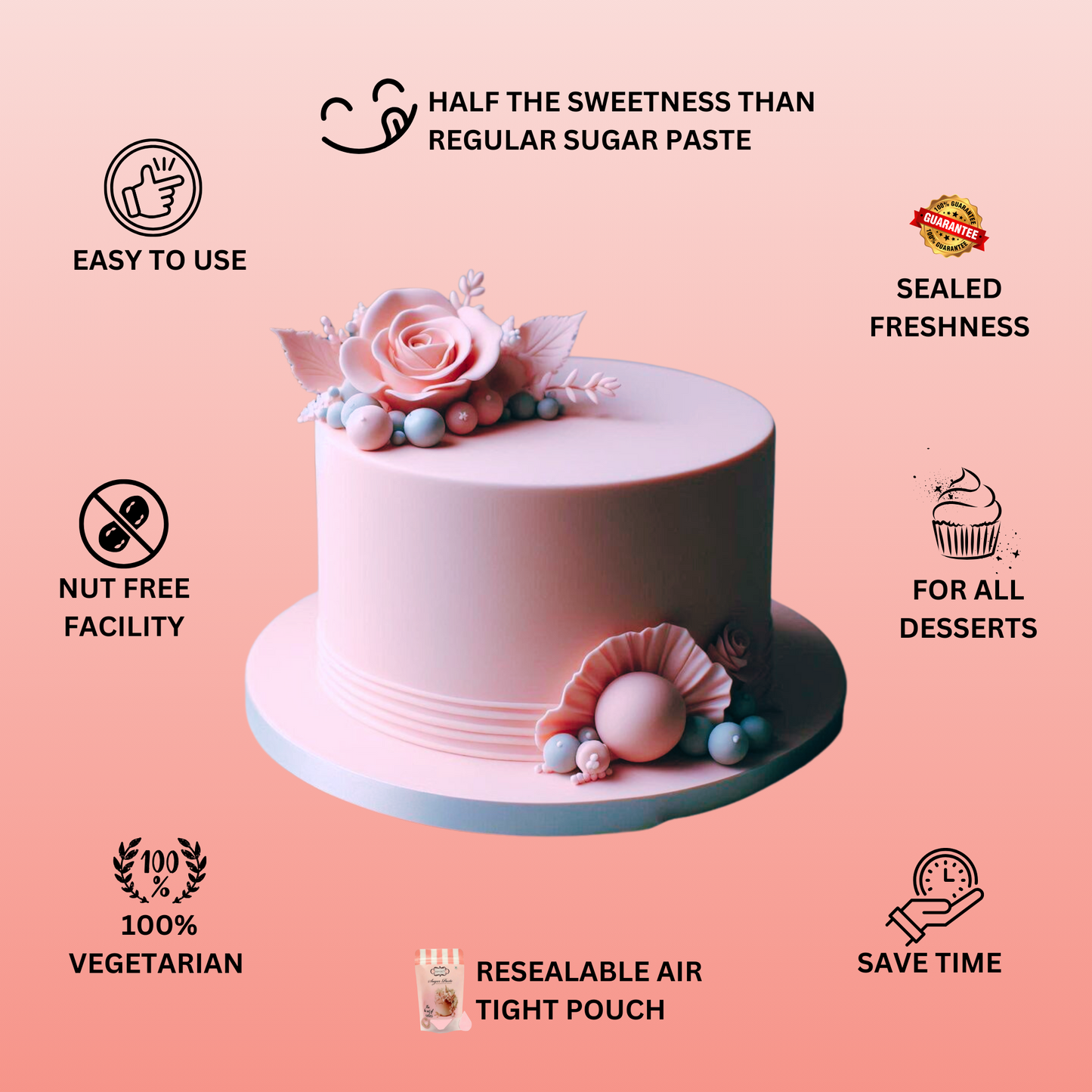 Blush Pink Fondant | Edible Sugarpaste 250 Gm