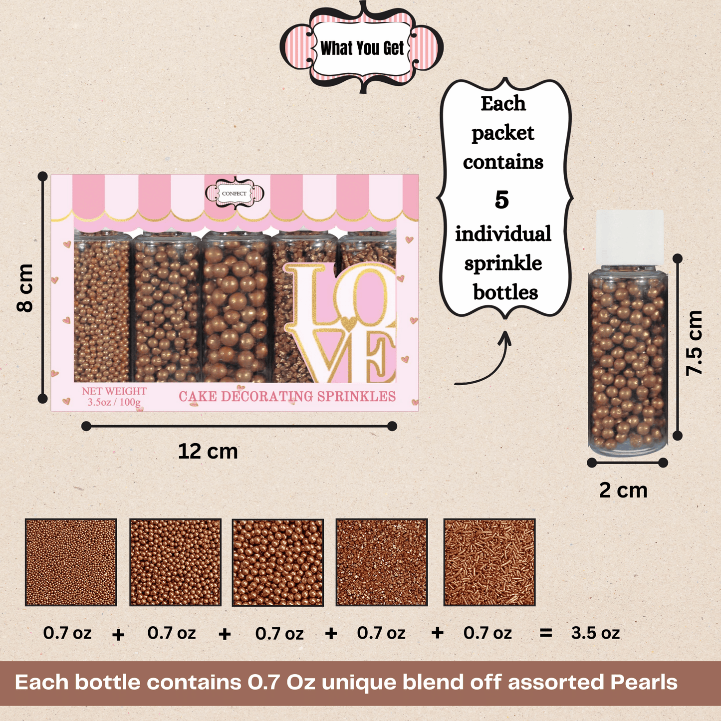 Sprinkles for Cakes & Cupcakes Decoration | USP-21(Bronze)