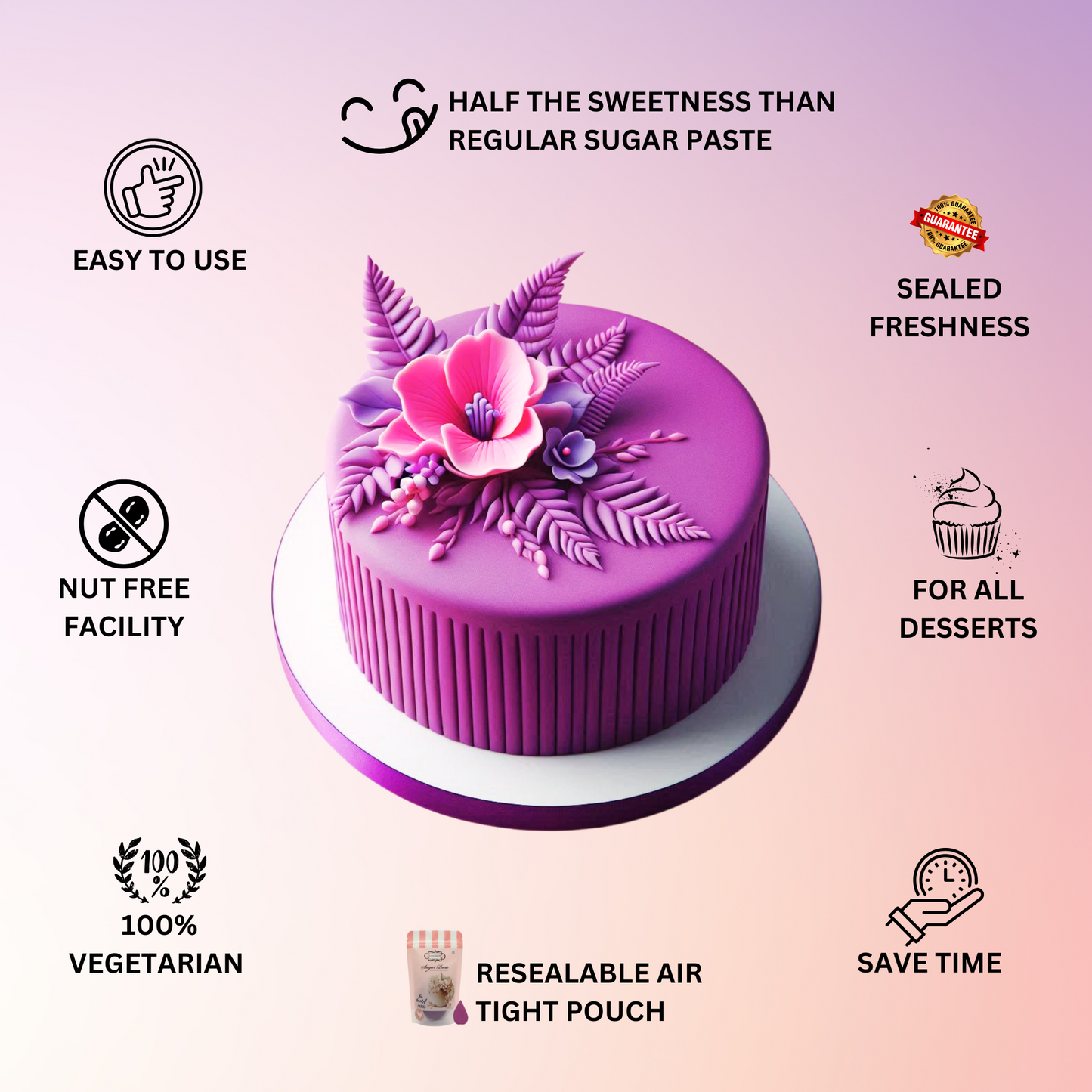 Fuchsia Pink Fondant | Edible Sugarpaste 250 Gm