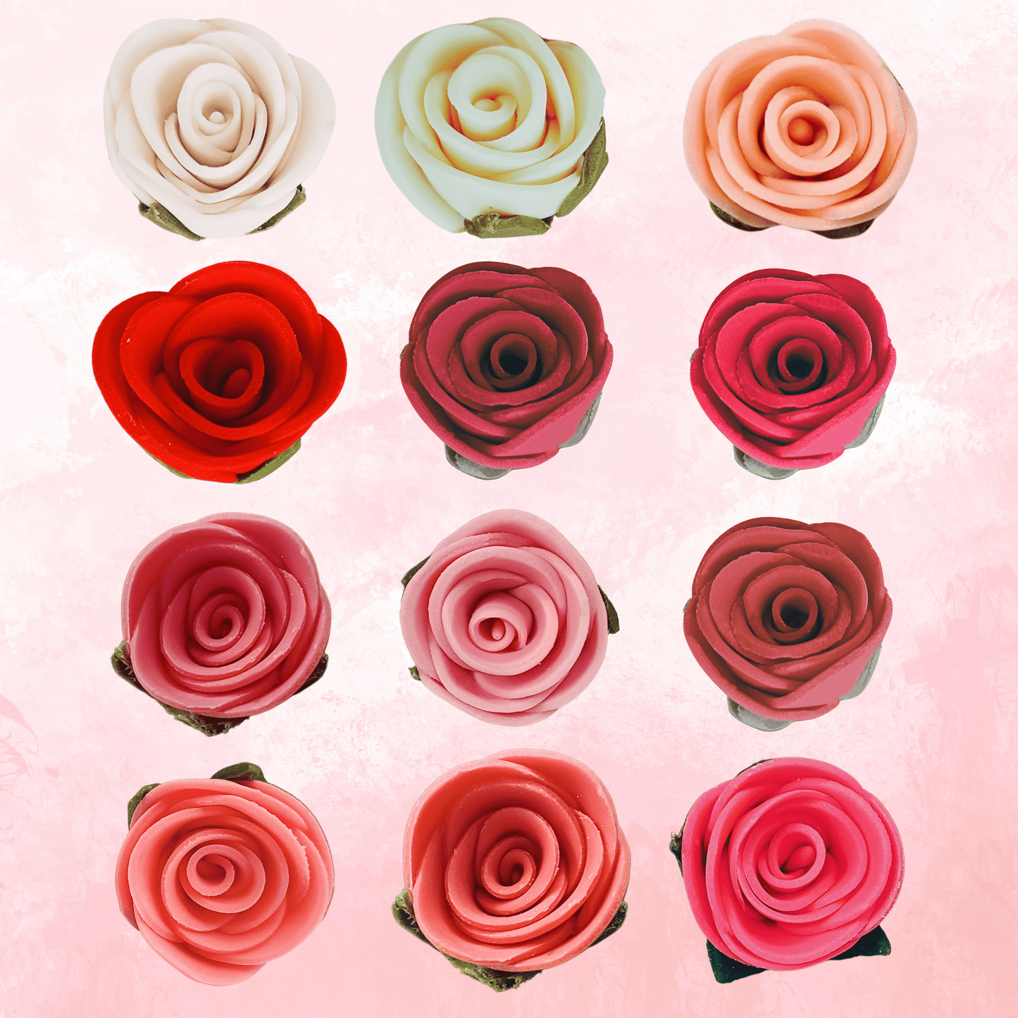 Confect Sugar Roses Topper | Sugar Roses for cake decorations | Cupcakes & Doughnut Edible Toppers | ombre -5 - Pack of 12