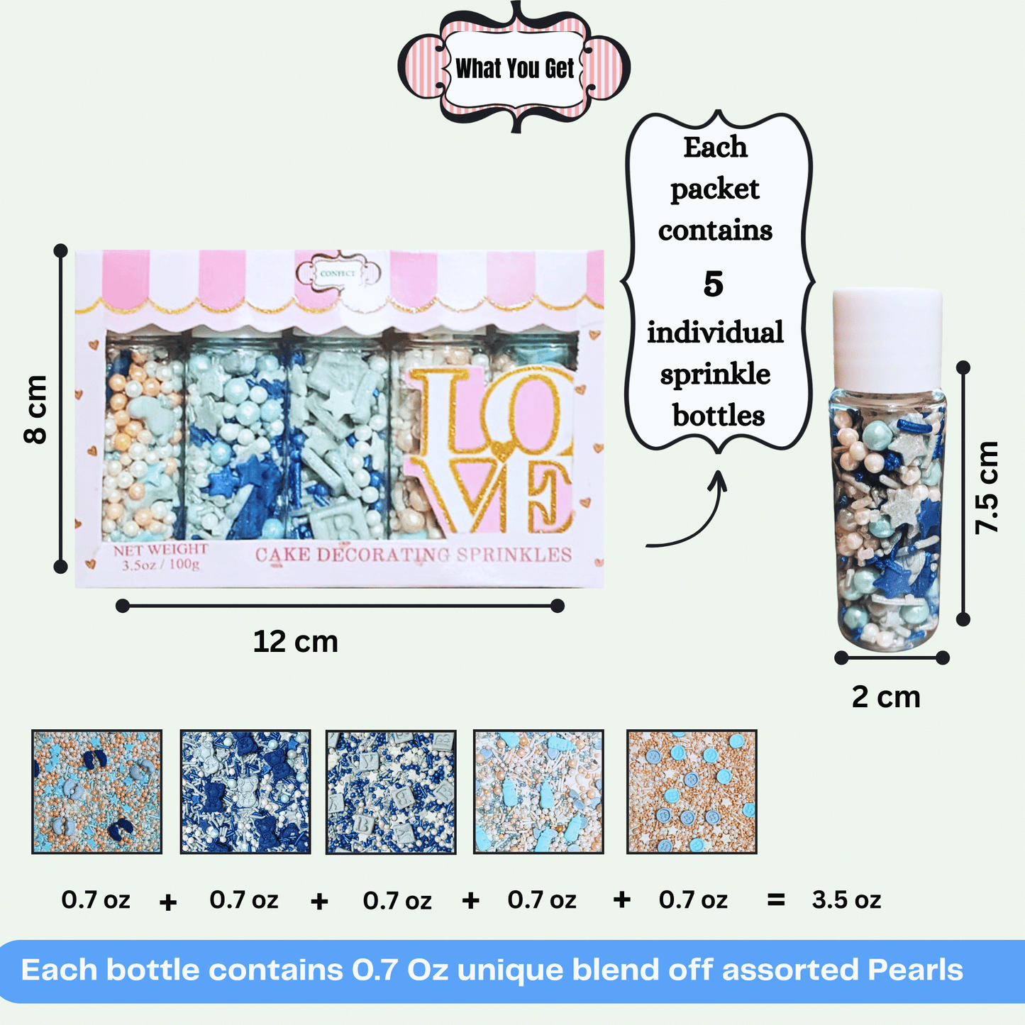 Confect Boys Baby Shower Sprinkles | Gender Reveal Sprinkles | Birthday Sprinkles Pack Of 5 (BABY SHOWER -29)