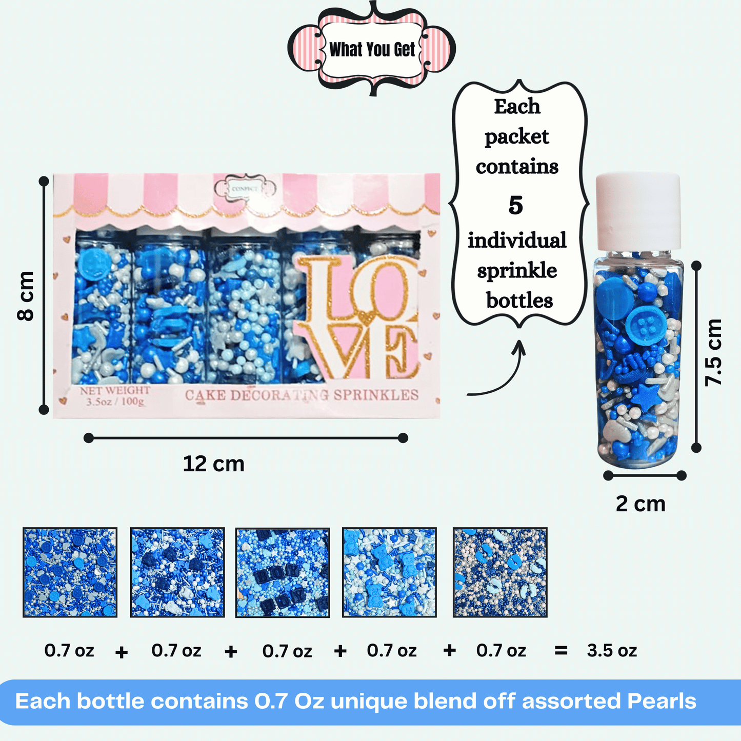 Confect Boys Baby Shower Sprinkles | Gender Reveal Sprinkles | Edible Sprinkles Assorted Pack Of 5 (BABY SHOWER -28)