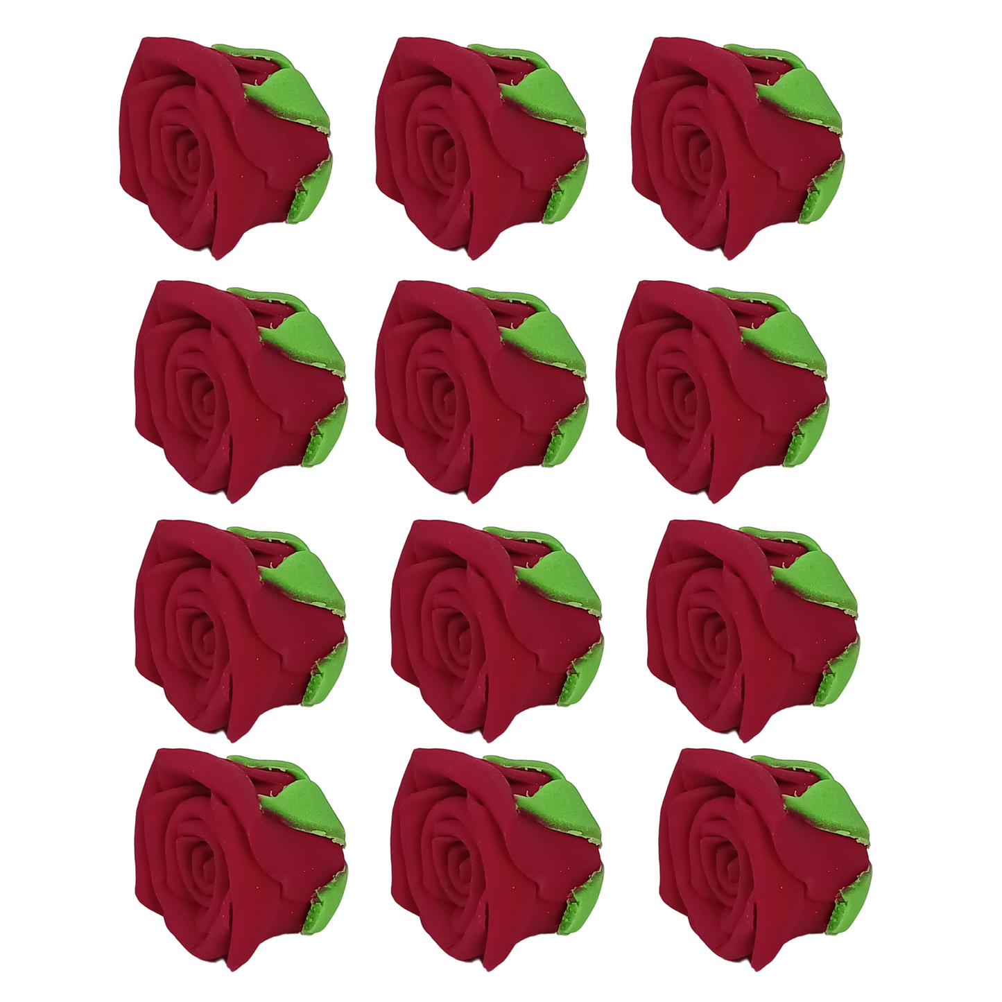 Confect Sugar Roses Topper | Sugar Roses for cake decorations | Edible Rich Deep Burgandy Rose - Pack of 12
