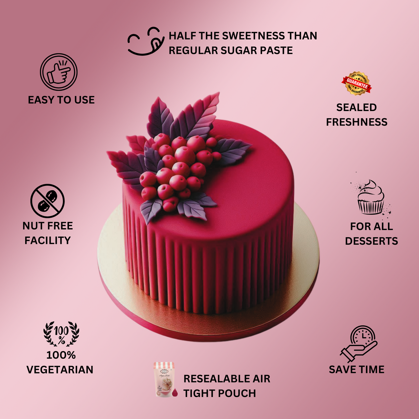 Magenta Fondant | Edible Sugarpaste 250 Gm