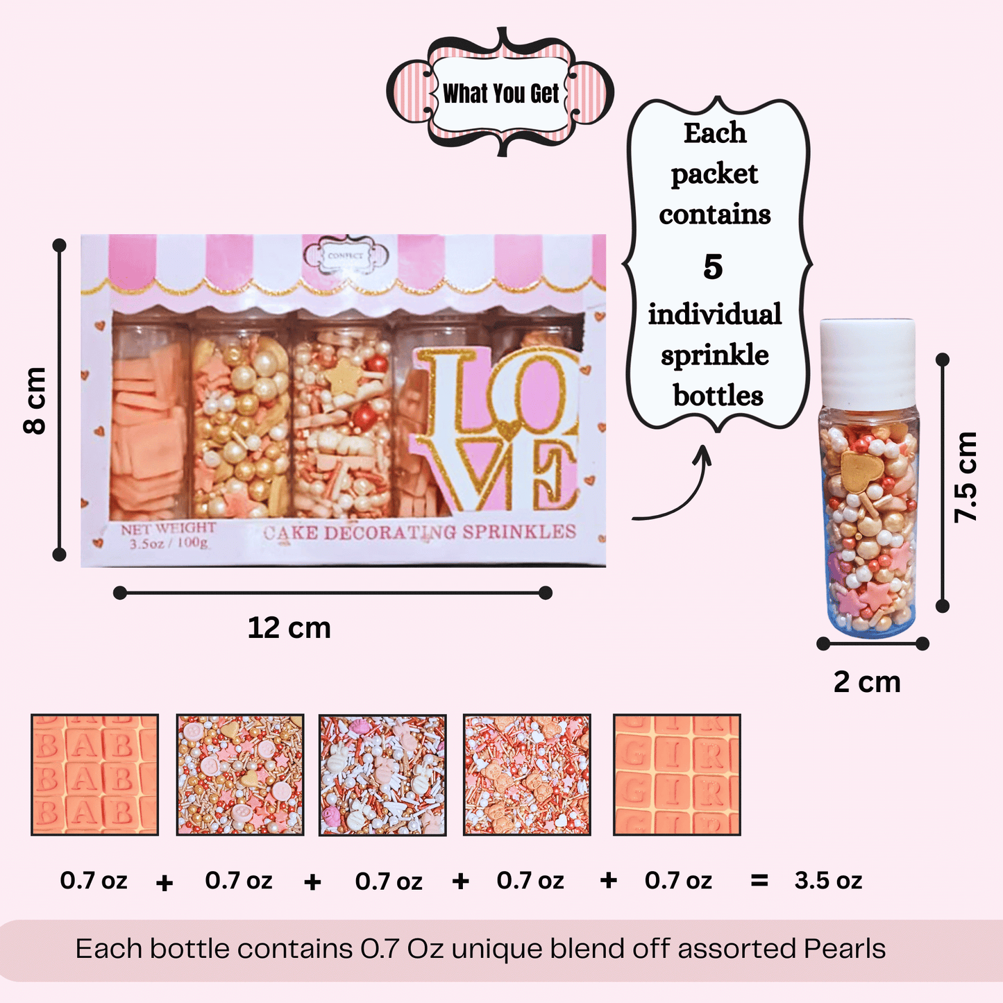 Confect Girls Baby Shower Sprinkles | Edible Sprinkles Pack of 5 (BABY SHOWER -23)