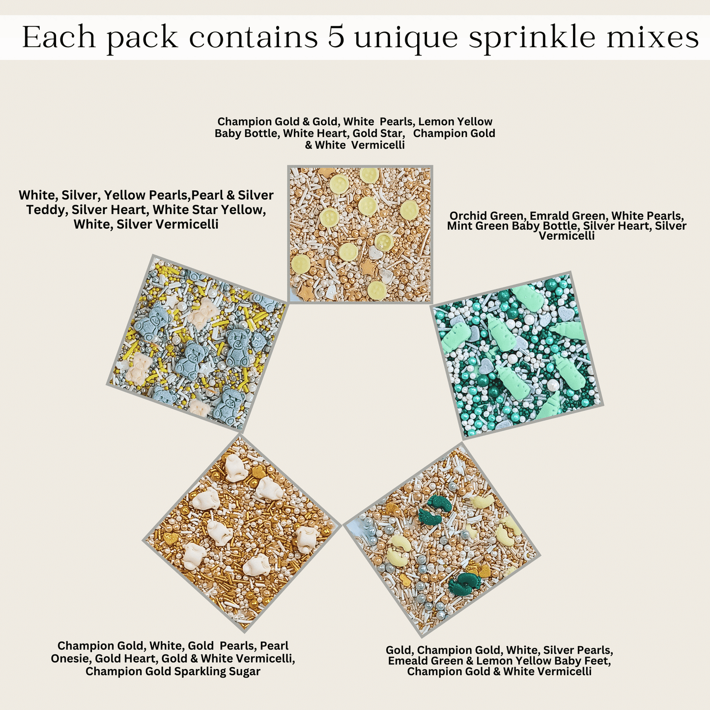 Confect Baby Shower Sprinkles | Birthday Sprinkles Pack of 5 (BABY SHOWER -06 )