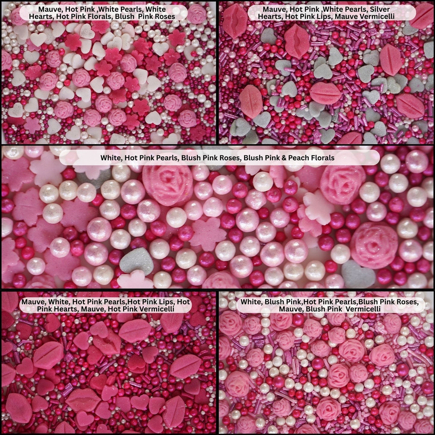 Confect Shimmering Charm Sprinkles I Silver Hearts & White Pearls, (MDAY-02) - 100Gms