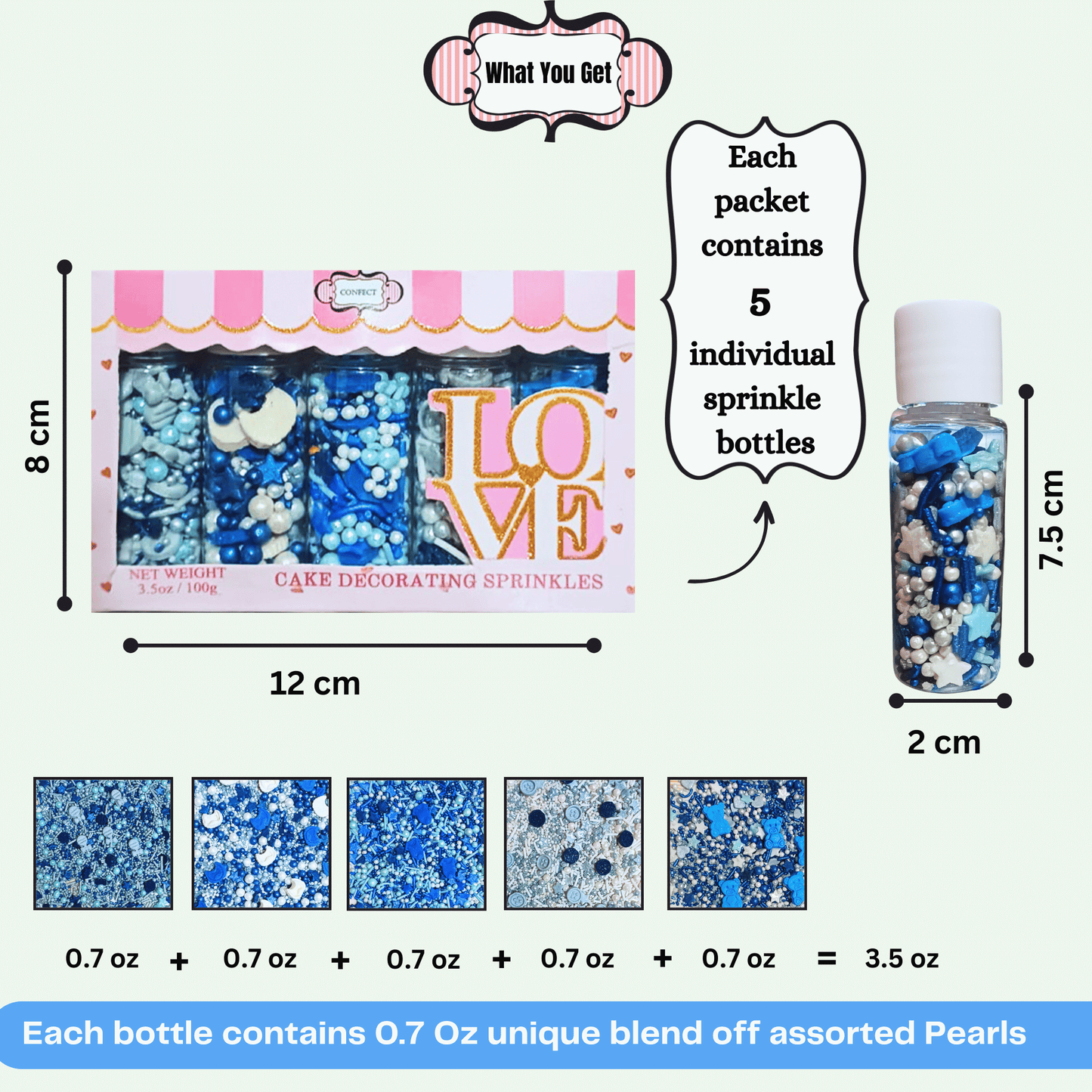 Confect Boys Baby Shower Sprinkles | Baby Blue Sprinkles for Cake & Cupcake Decorating Pack of 5 (BABY SHOWER -27)