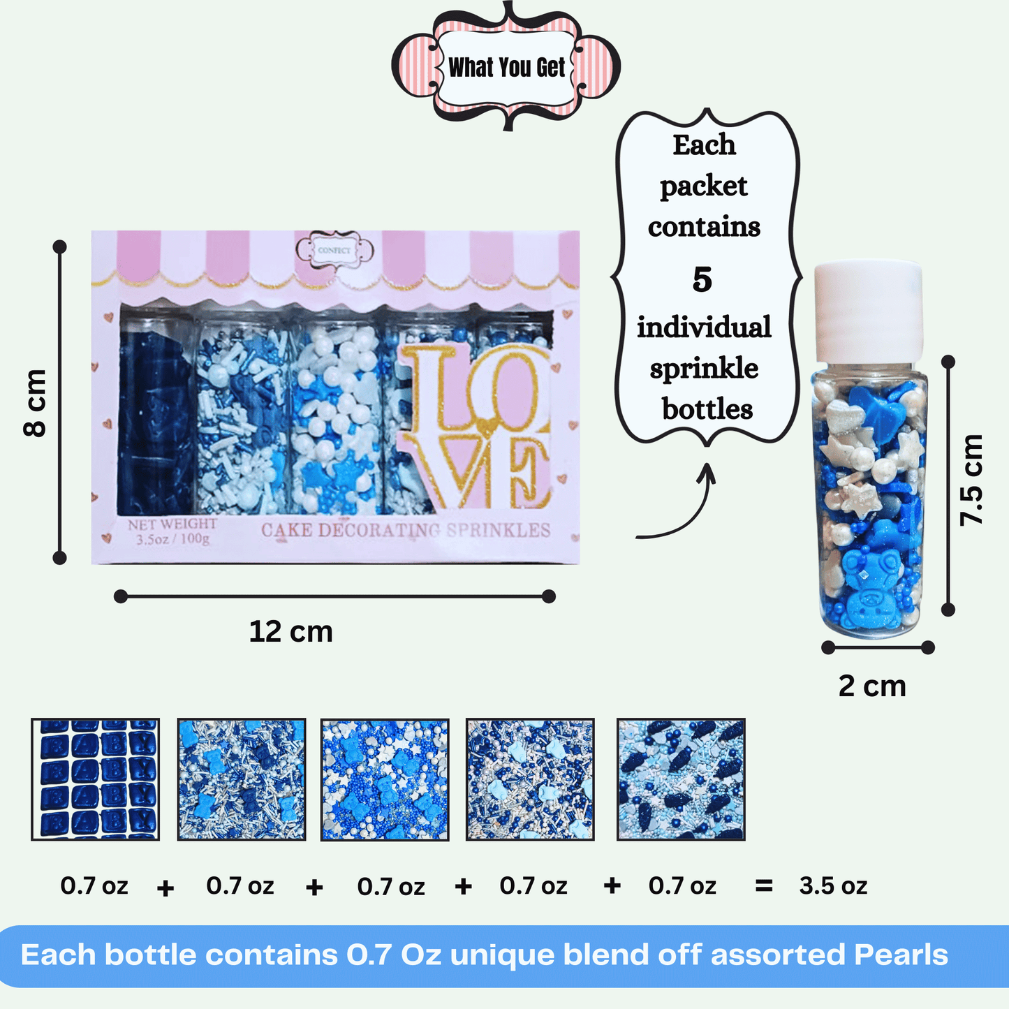 Confect Boys Baby Shower Sprinkles | Gender Reveal Sprinkles Pack of 5 (BABY SHOWER -31)