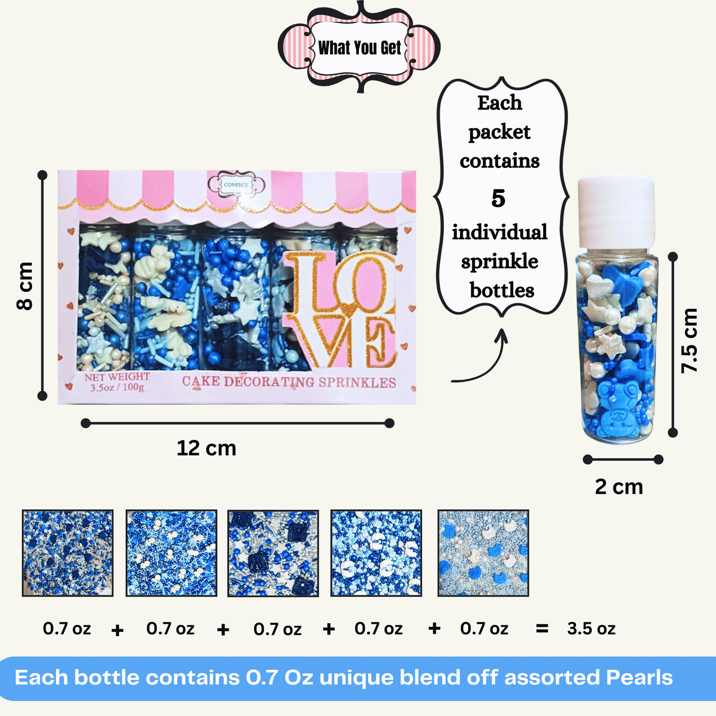 Confect Boys Baby Shower Sprinkles | Baby Blue Sprinkles for Cake & Cupcake Decorating Pack Of 5 (BABY SHOWER -32)