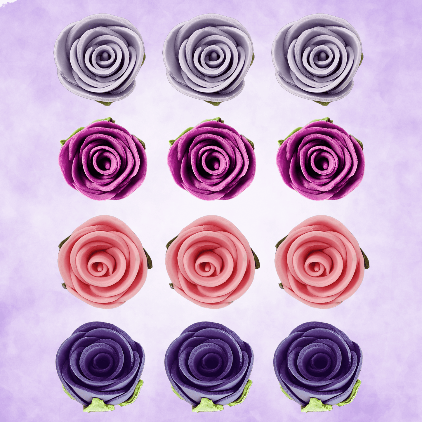 Confect Sugar Roses Topper | Sugar Roses for cake decorations | Cupcakes & Doughnut Edible Toppers | ombre -4 - Pack of 12
