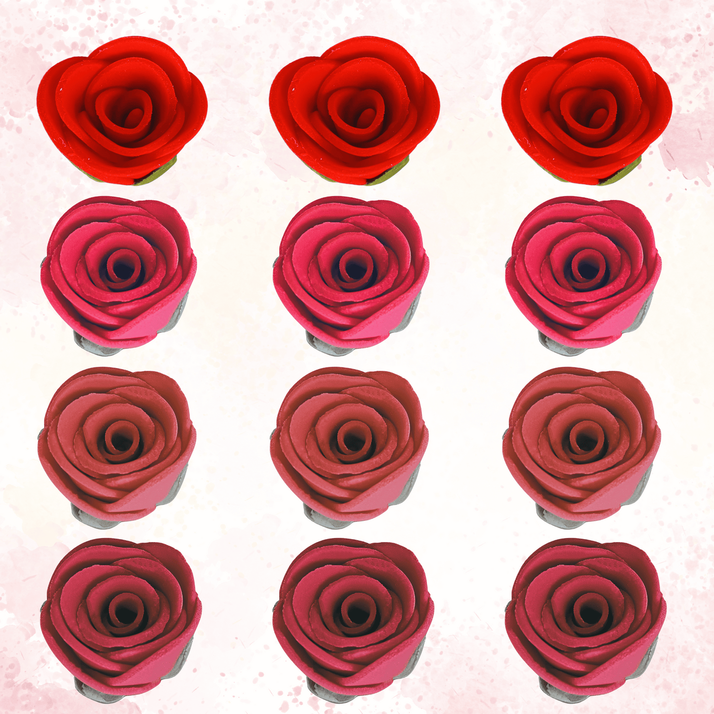 Confect Sugar Roses Topper | Sugar Roses for cake decorations | Cupcakes & Doughnut Edible Toppers | ombre -2 - Pack of 12