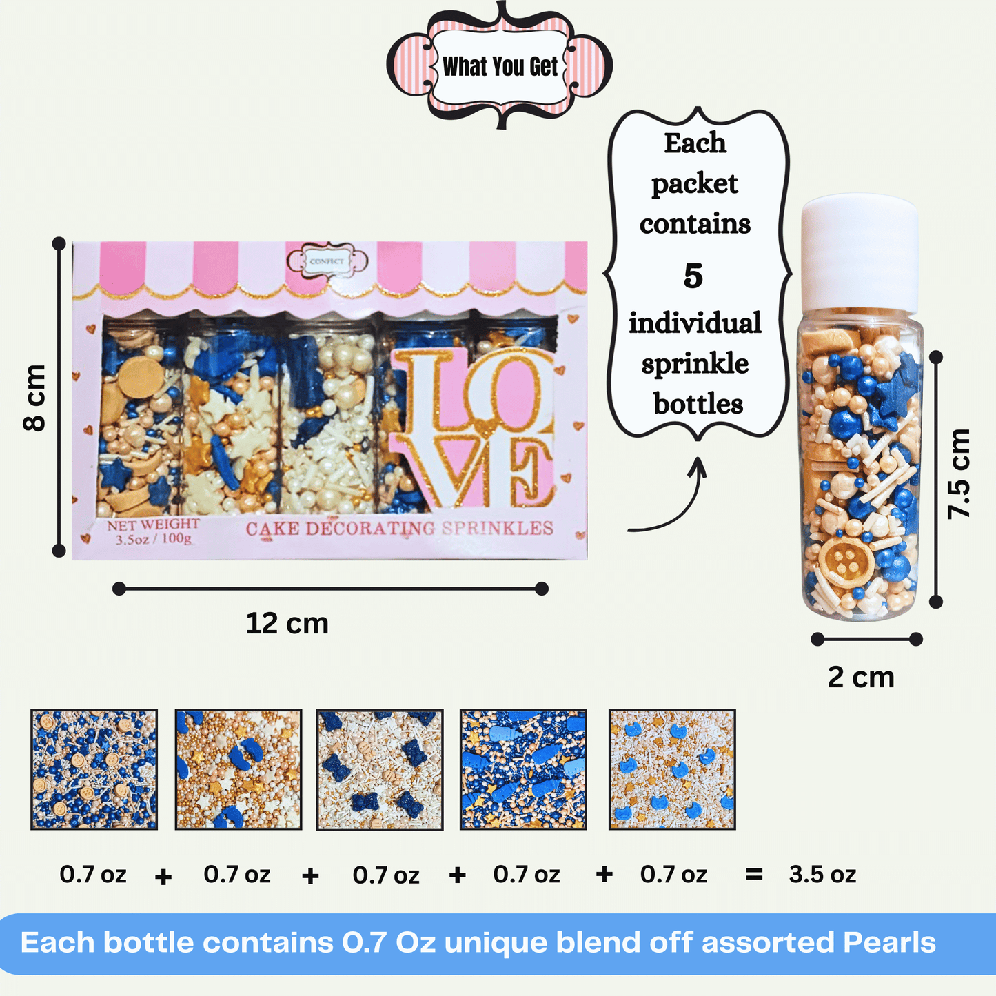 Confect Boys Baby Shower Sprinkles | Gender Reveal Sprinkles | Edible Sprinkles Pack Of 5 (BABY SHOWER -33)