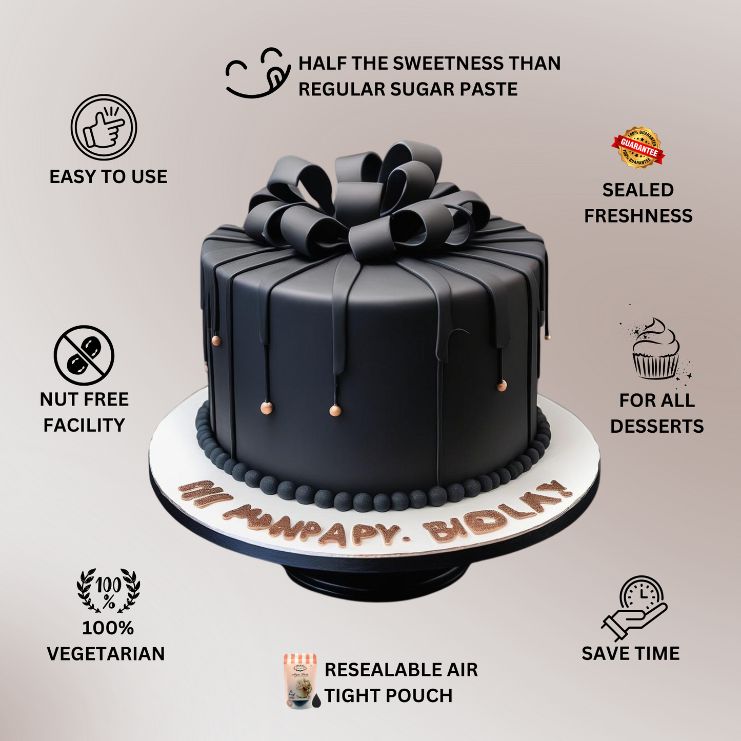 Black Fondant | Edible Sugarpaste 250 Gm
