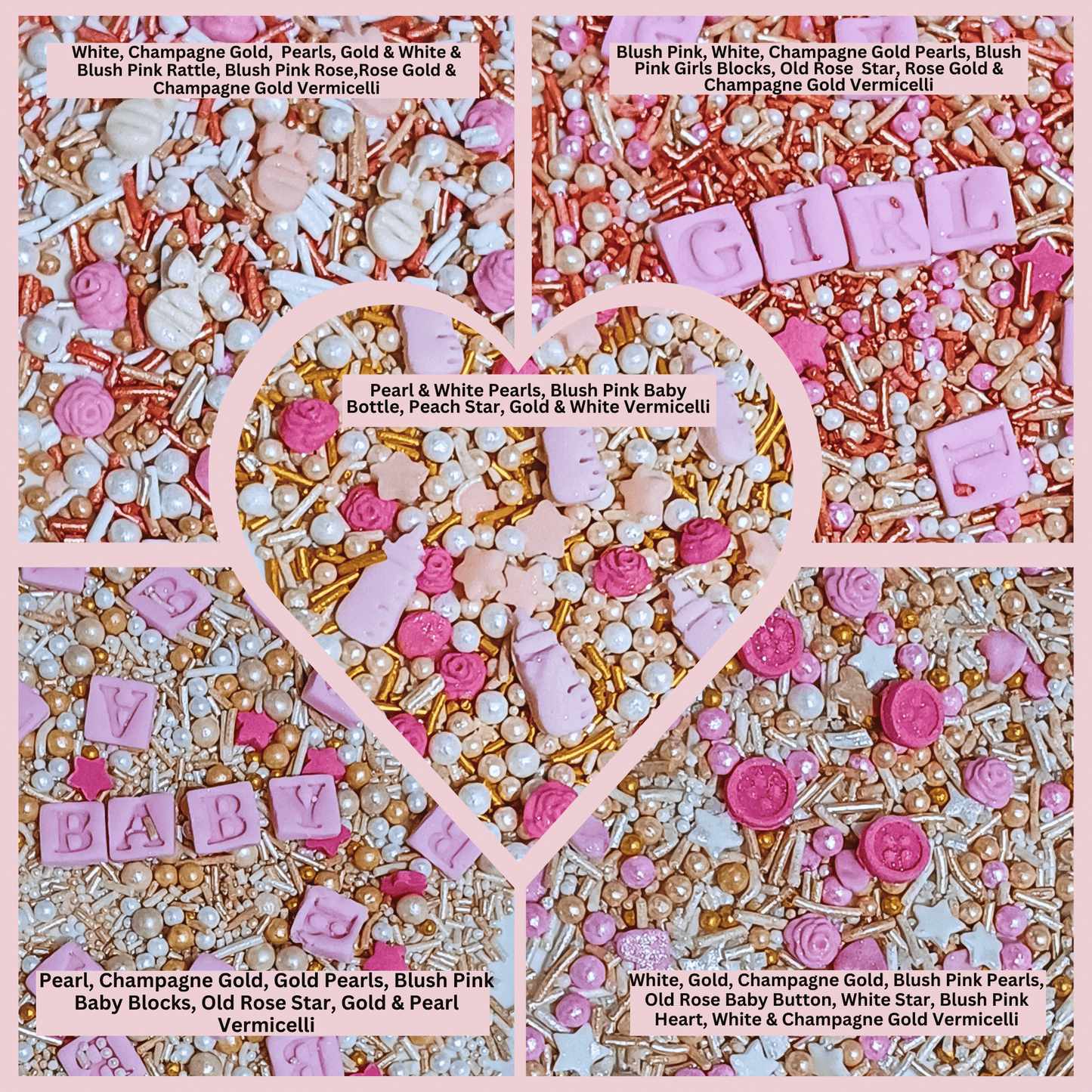 Confect Girls Baby Shower Sprinkles | Edible Sprinkles Pack of 5 (BABY SHOWER -14)