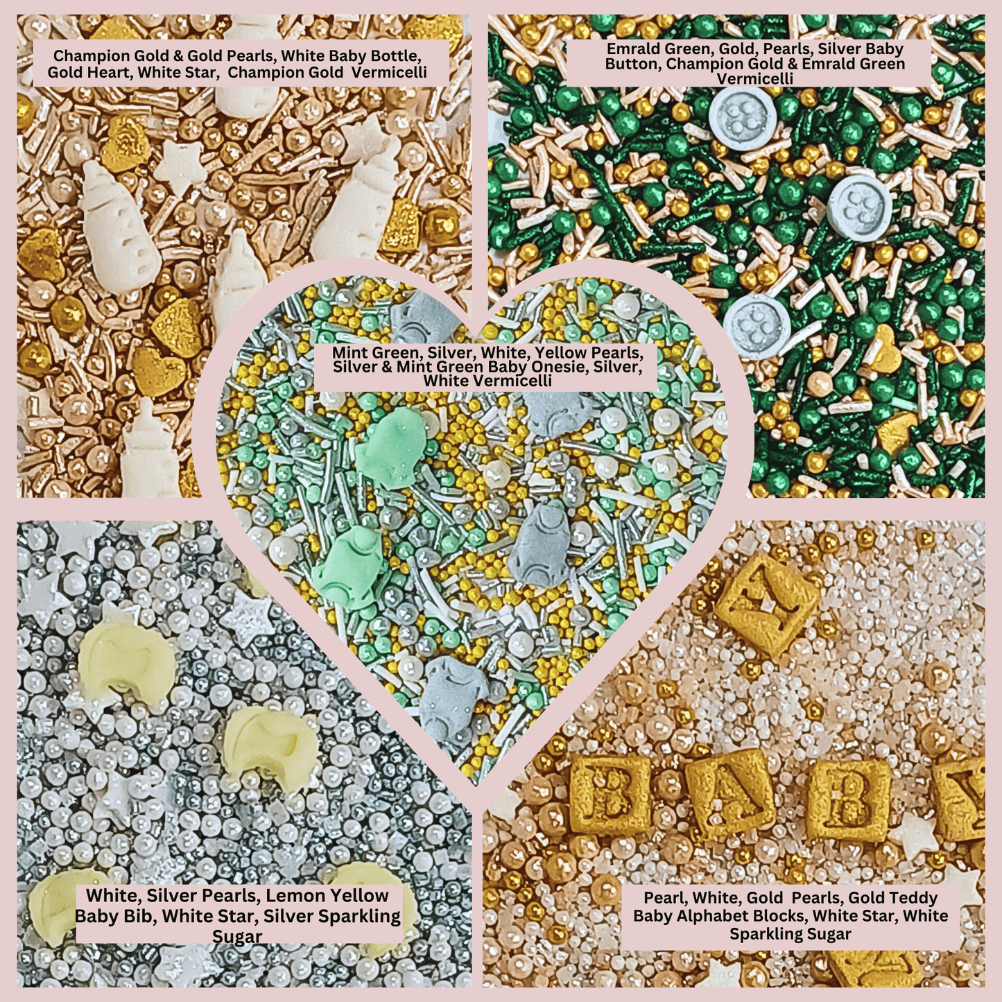 Confect Baby Shower Sprinkles | Birthday Sprinkles | Gender Reveal Sprinkles Pack of 5 (BABY SHOWER -05)