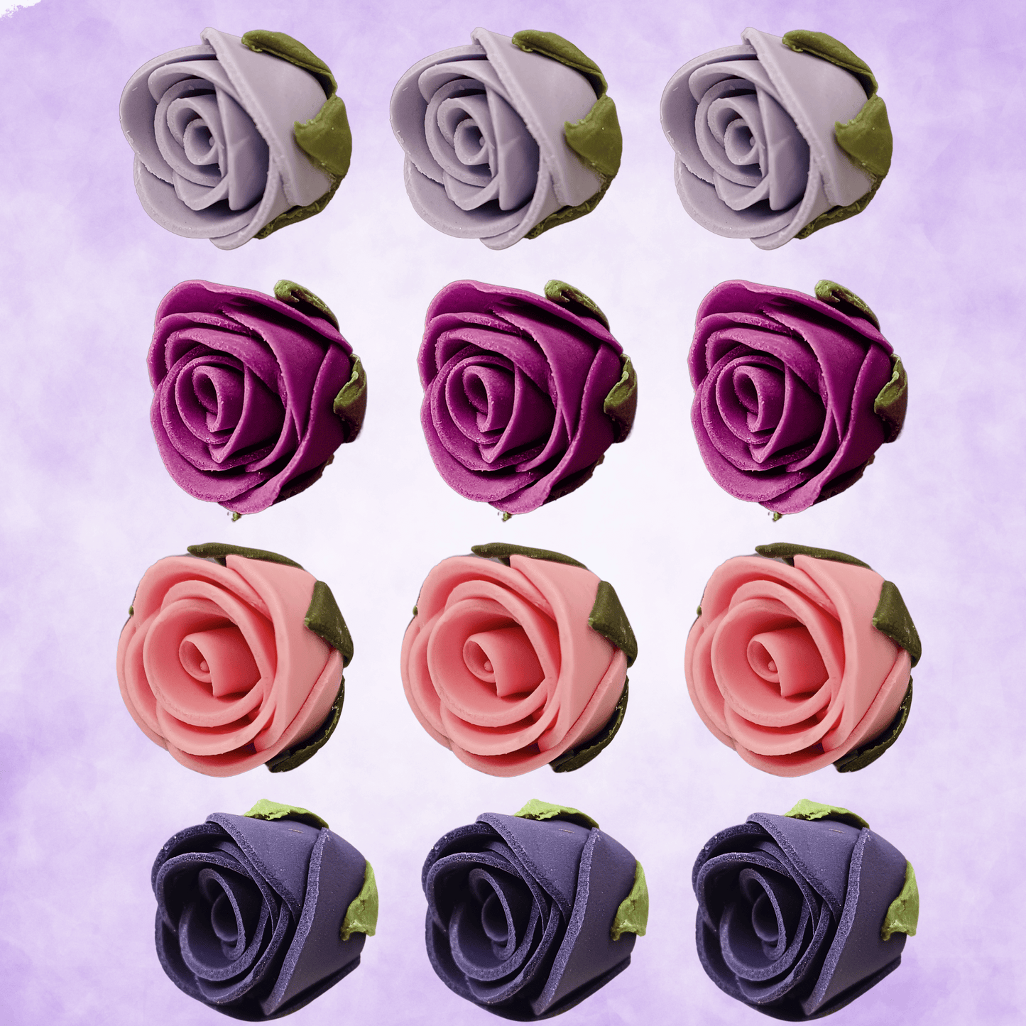 Confect Sugar Roses Topper | Sugar Roses for cake decorations | Cupcakes & Doughnut Edible Toppers | ombre -4 - Pack of 12