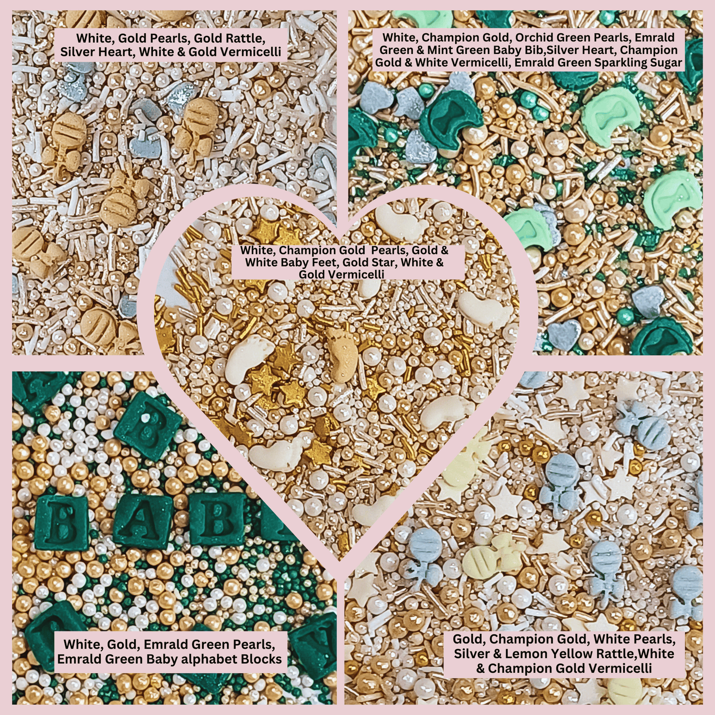 Confect Baby Shower Sprinkles | Gender Reveal Sprinkles Pack of 5 (BABY SHOWER -02)