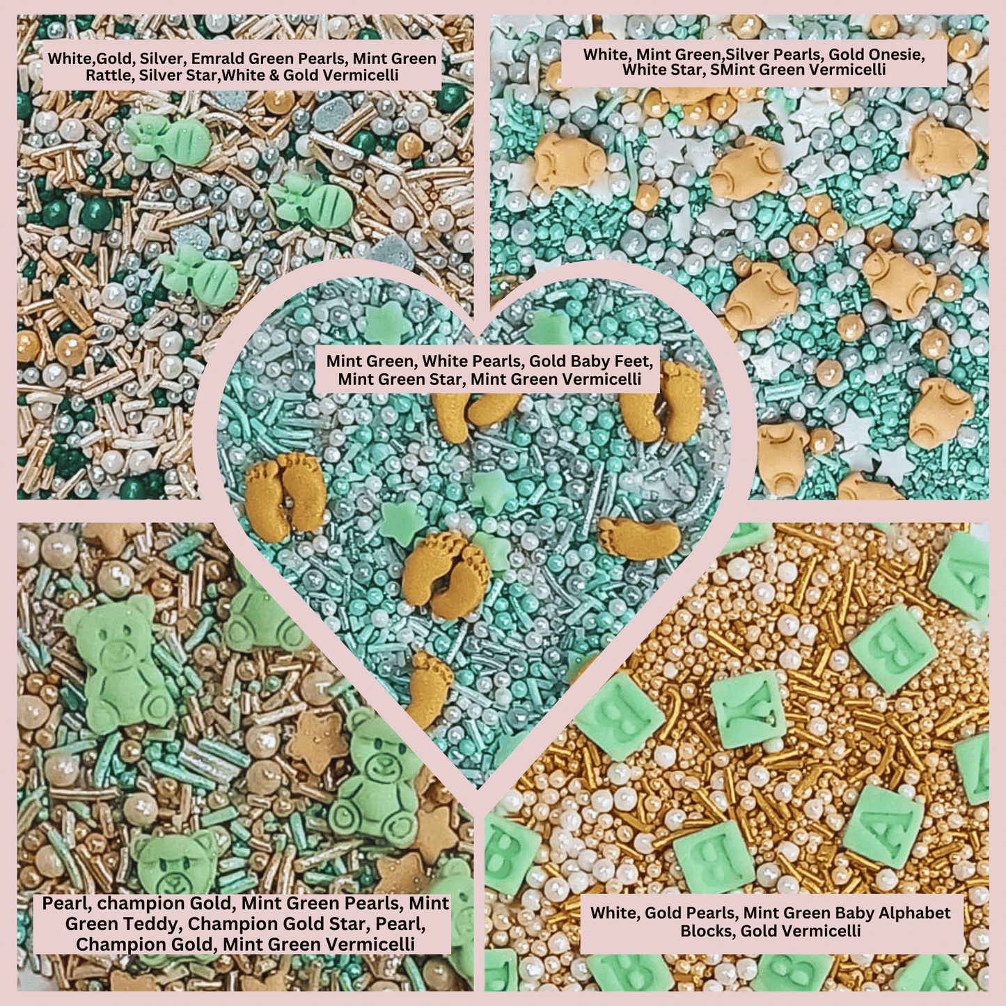 Confect Baby Shower Sprinkles | Birthday Sprinkles | Gender Reveal Sprinkles Pack of 5 (BABY SHOWER -12)