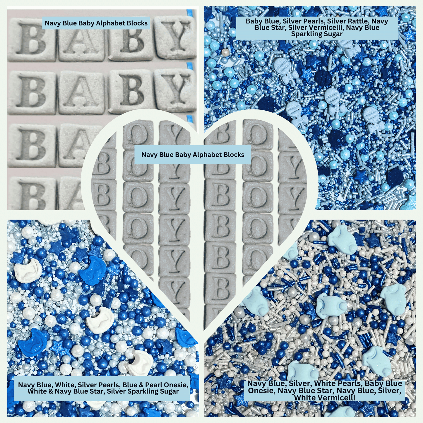 Confect Boys Baby Shower Sprinkles | Gender Reveal Sprinkles | Baby Blue Sprinkles for Cake & Cupcake Decorating Pack of 5 (BABY SHOWER -35)