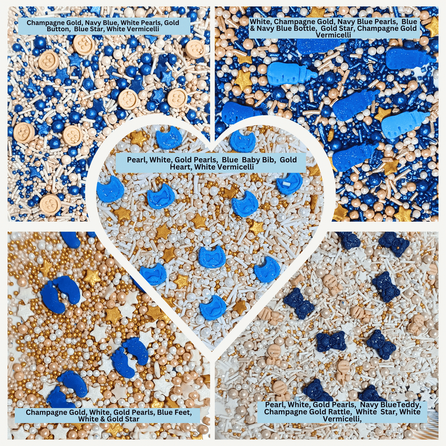 Confect Boys Baby Shower Sprinkles | Gender Reveal Sprinkles | Edible Sprinkles Pack Of 5 (BABY SHOWER -33)