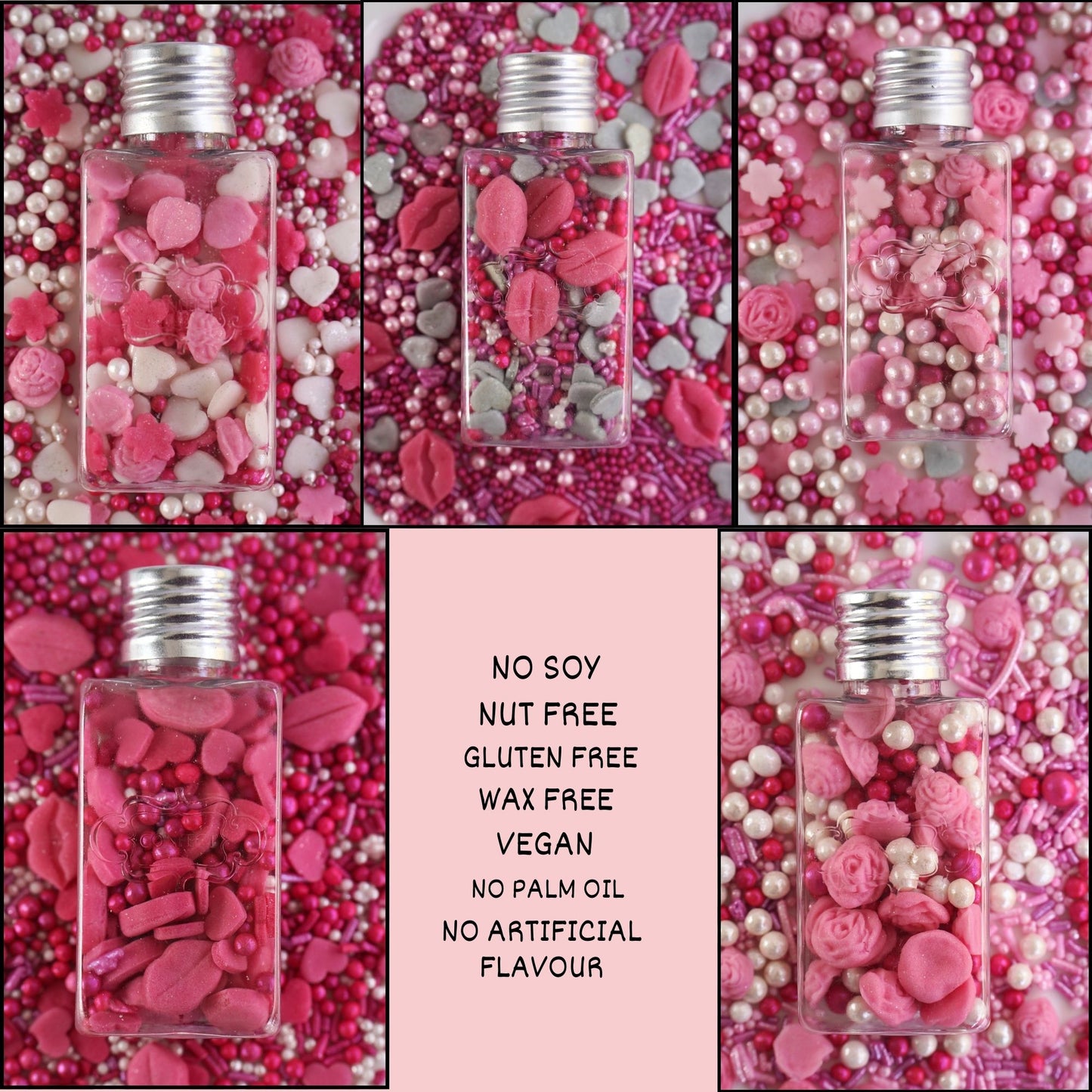 Confect Shimmering Charm Sprinkles I Silver Hearts & White Pearls, (MDAY-02) - 100Gms