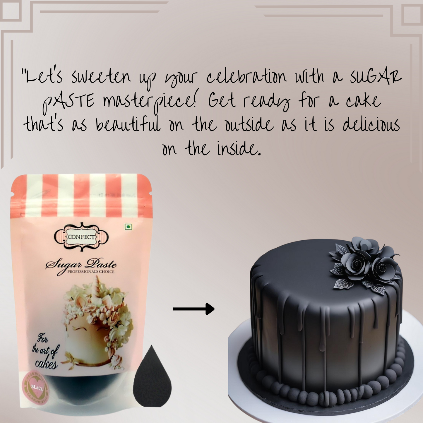 Black Fondant | Edible Sugarpaste 250 Gm