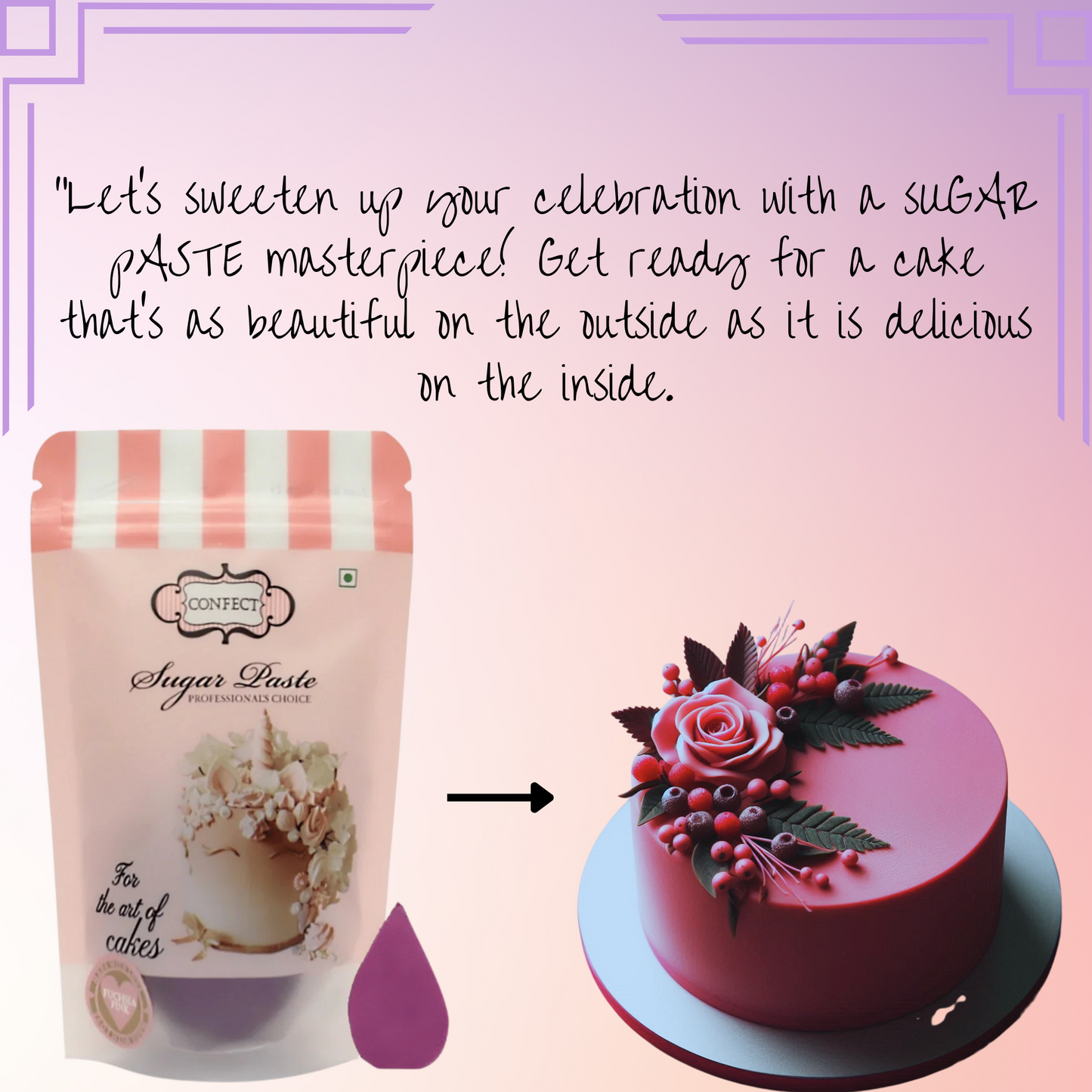 Fuchsia Pink Fondant | Edible Sugarpaste 250 Gm