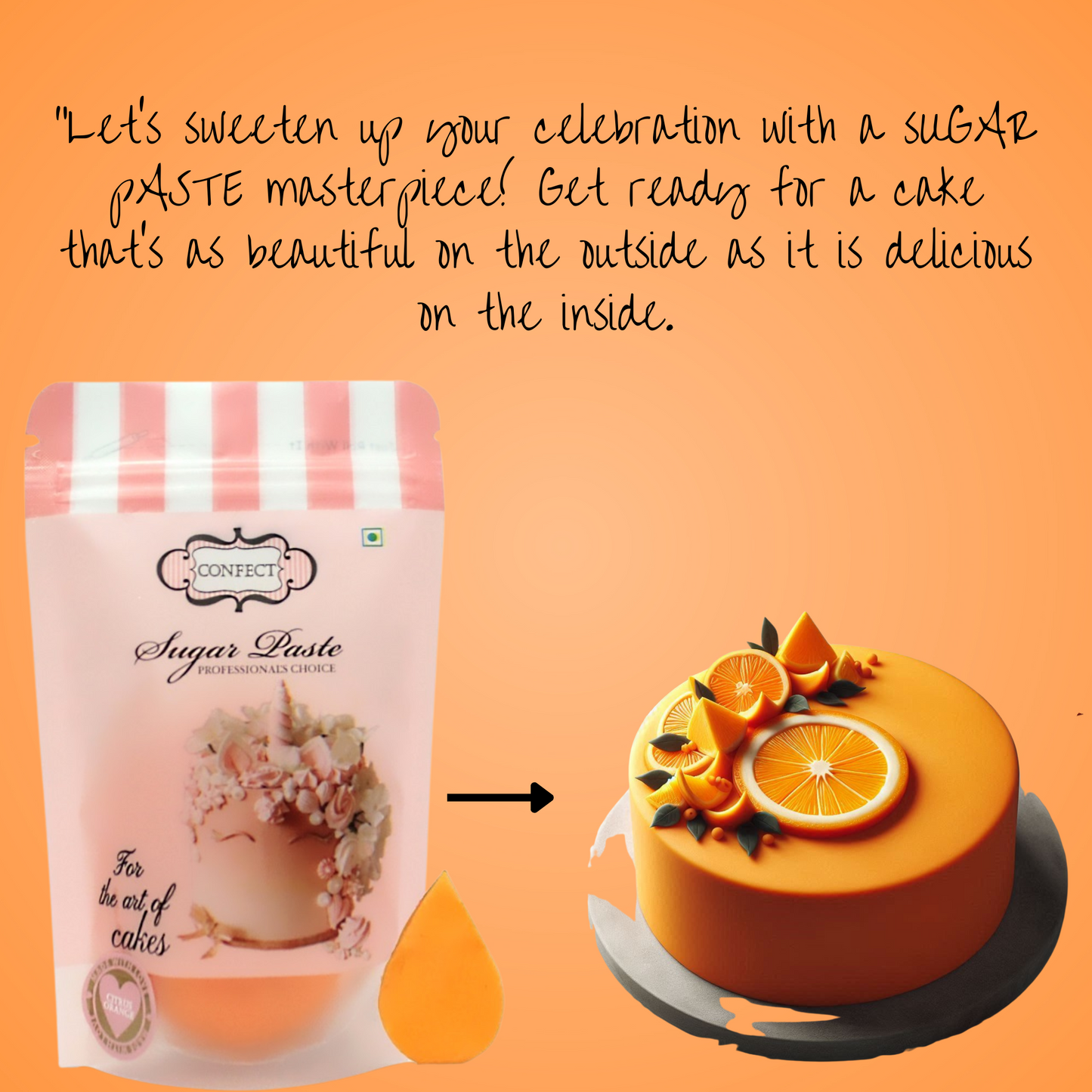 Citrus Orange Fondant | Edible Sugarpaste 250 Gm