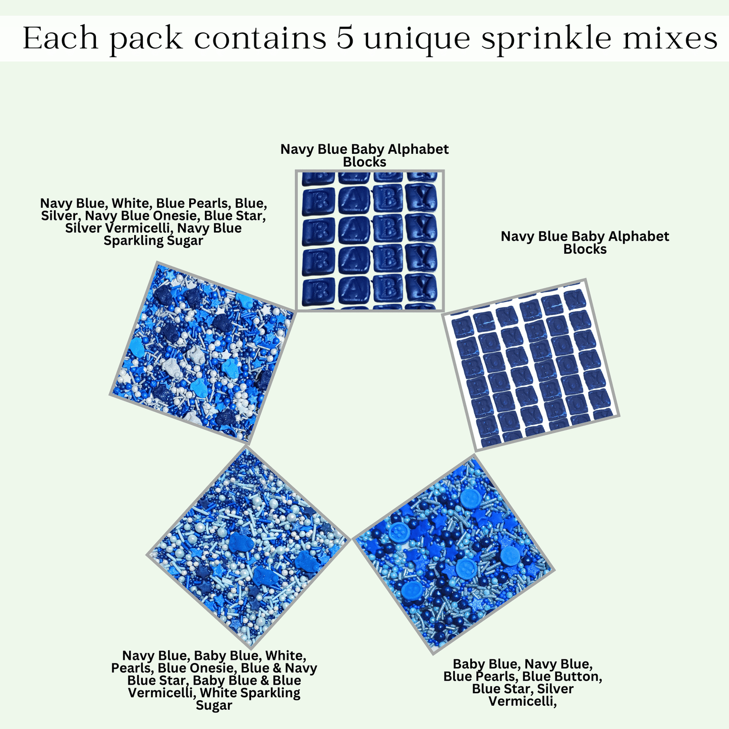 Confect Boys Baby Shower Sprinkles | Gender Reveal Sprinkles Pack Of 5 (BABY SHOWER -34)