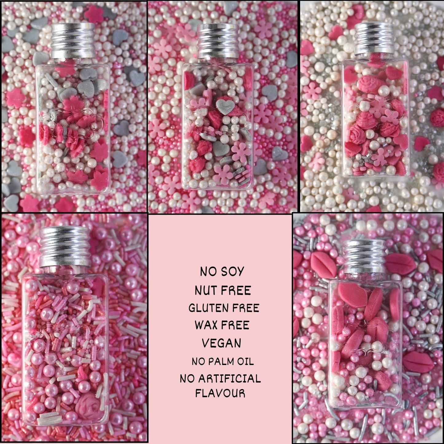 Confect Mother's Day Sprinkles | Silver Hearts & White Pearls , (MDAY-01) - 100Gms