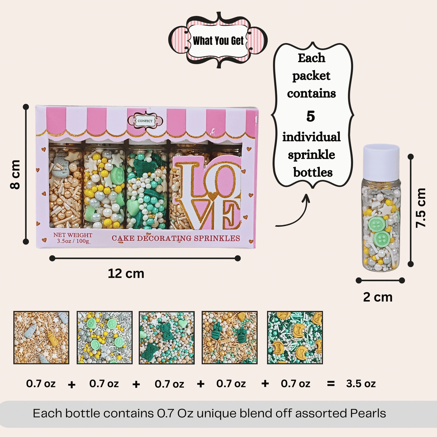 Confect Baby Shower Sprinkles | Birthday Sprinkles Pack of 5 (BABY SHOWER -07 )