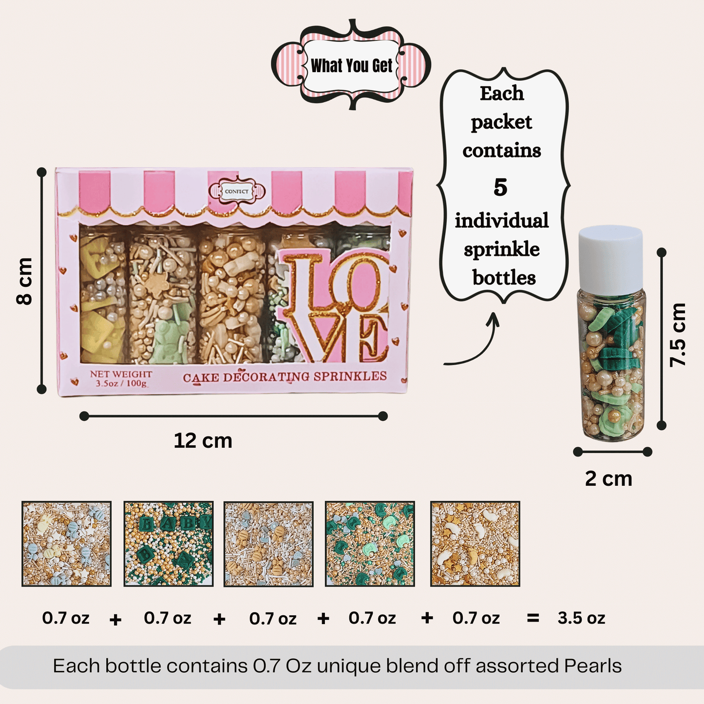 Confect Baby Shower Sprinkles | Gender Reveal Sprinkles Pack of 5 (BABY SHOWER -02)