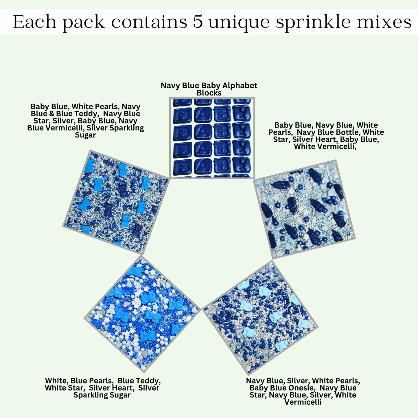 Confect Boys Baby Shower Sprinkles | Gender Reveal Sprinkles Pack of 5 (BABY SHOWER -31)