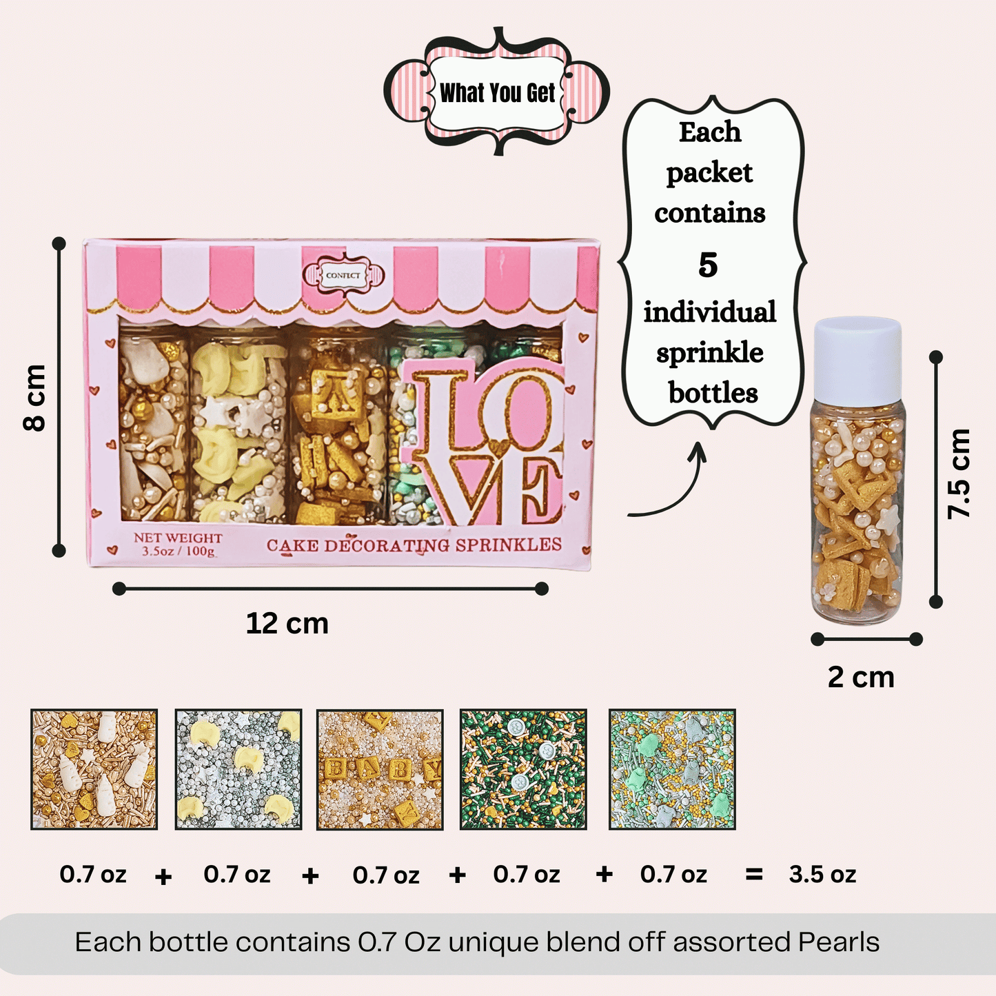 Confect Baby Shower Sprinkles | Birthday Sprinkles | Gender Reveal Sprinkles Pack of 5 (BABY SHOWER -05)