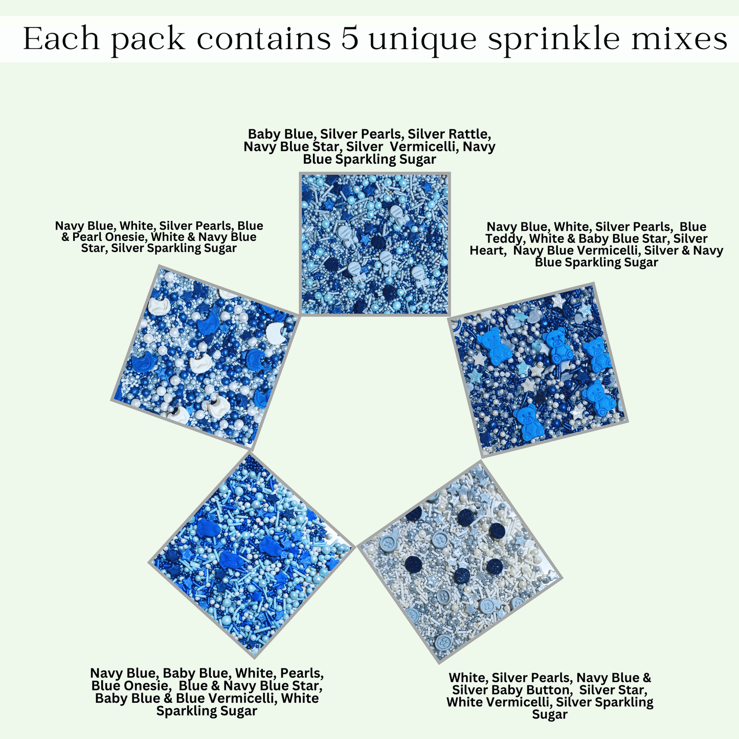 Confect Boys Baby Shower Sprinkles | Baby Blue Sprinkles for Cake & Cupcake Decorating Pack of 5 (BABY SHOWER -27)