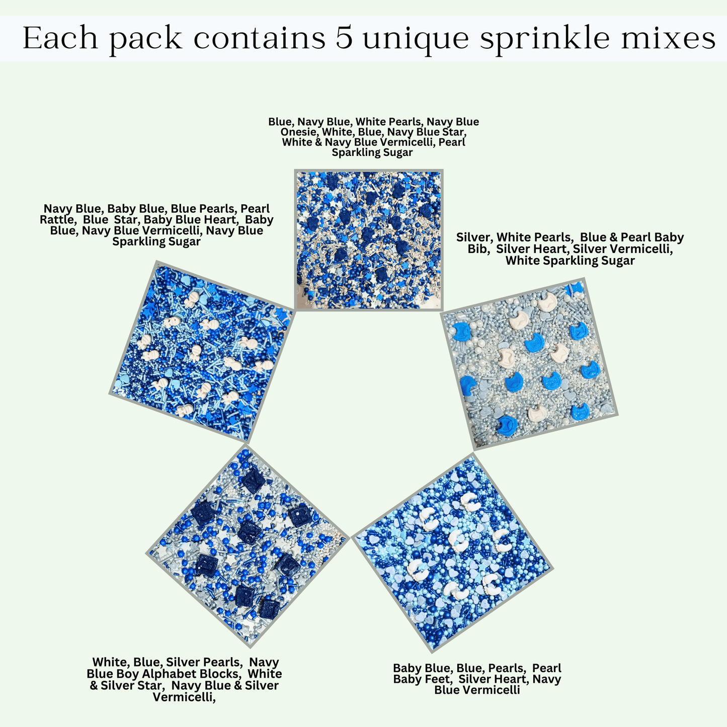 Confect Boys Baby Shower Sprinkles | Baby Blue Sprinkles for Cake & Cupcake Decorating Pack Of 5 (BABY SHOWER -32)