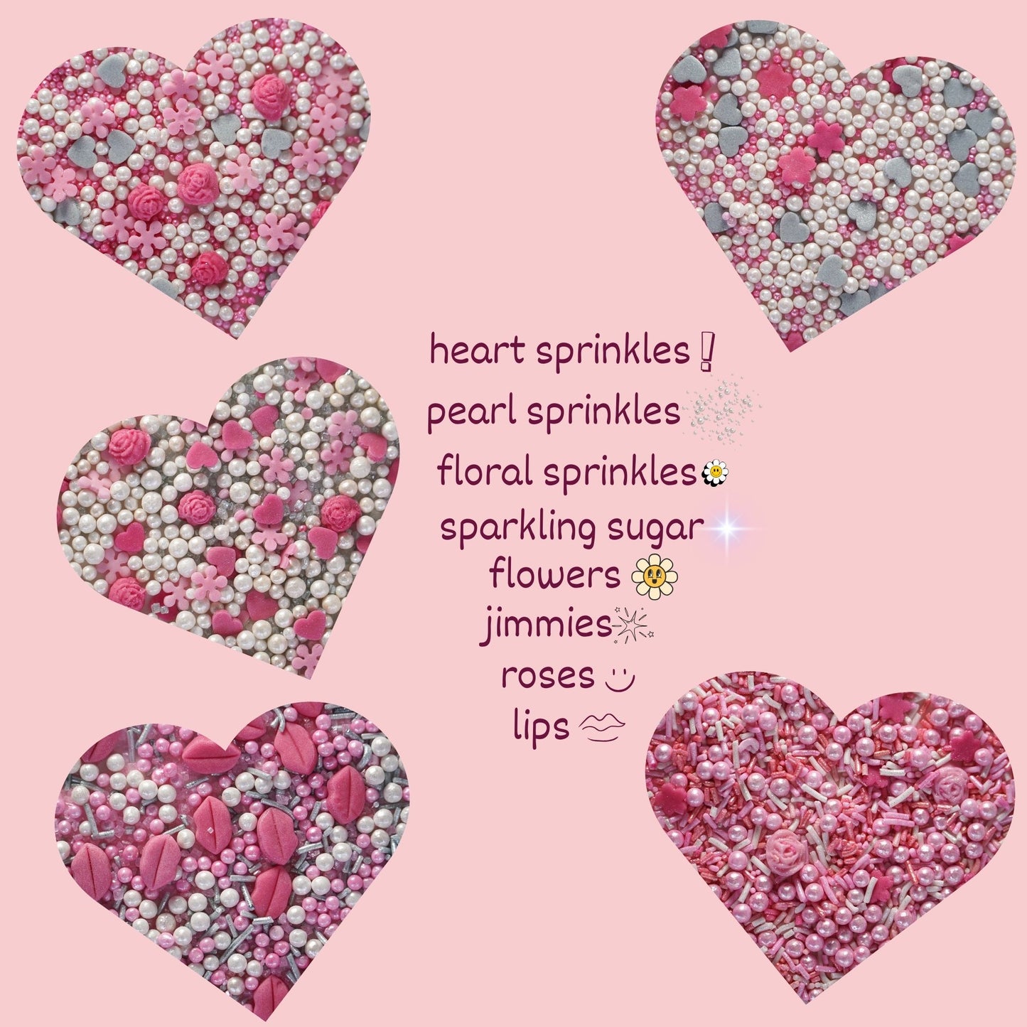 Confect Mother's Day Sprinkles | Silver Hearts & White Pearls , (MDAY-01) - 100Gms